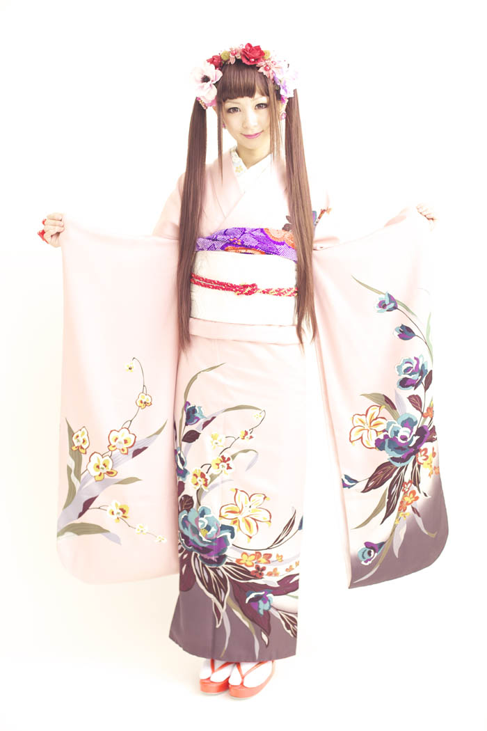 100337:ミミちゃん ロング ウイッグL ツインテール 髪飾り 振袖 成人式 