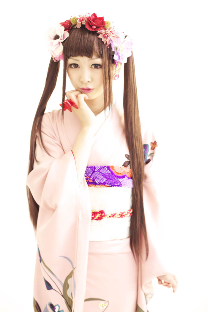 100339:ミミちゃん ロング ウイッグL ツインテール 髪飾り 振袖 成人式 