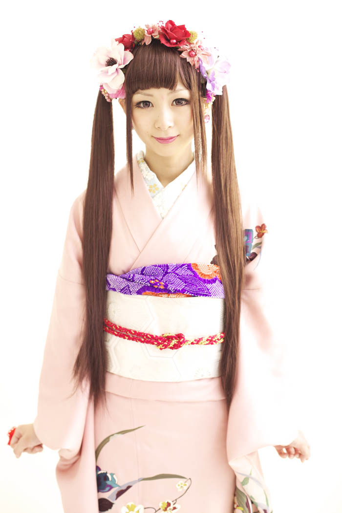 100345:ミミちゃん ロング ウイッグL ツインテール 髪飾り 振袖 成人式 