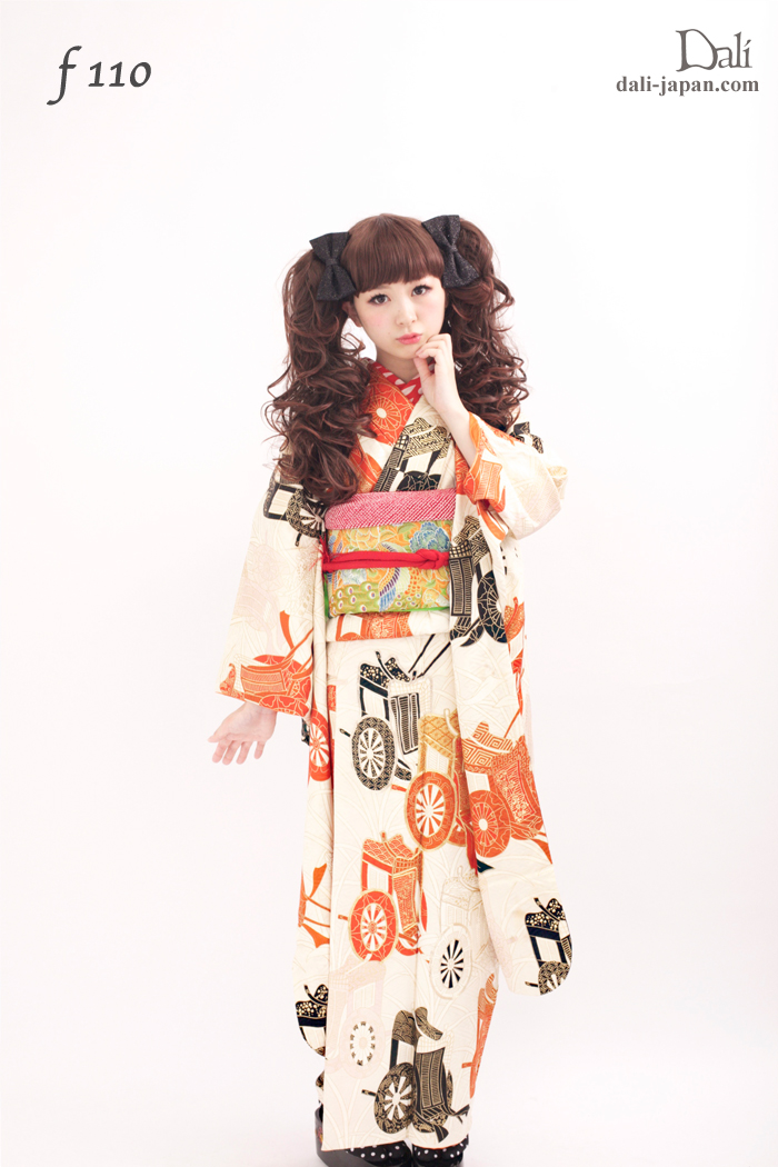 100827:ミミちゃん ロング ウイッグL ツインテール 髪飾り 振袖 成人式 シチュエーション アンティーク着物 