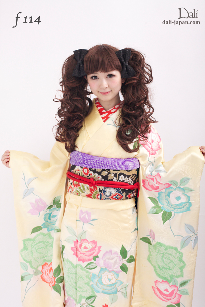 100871:ミミちゃん ロング ウイッグL ツインテール 髪飾り 振袖 成人式 アンティーク着物 