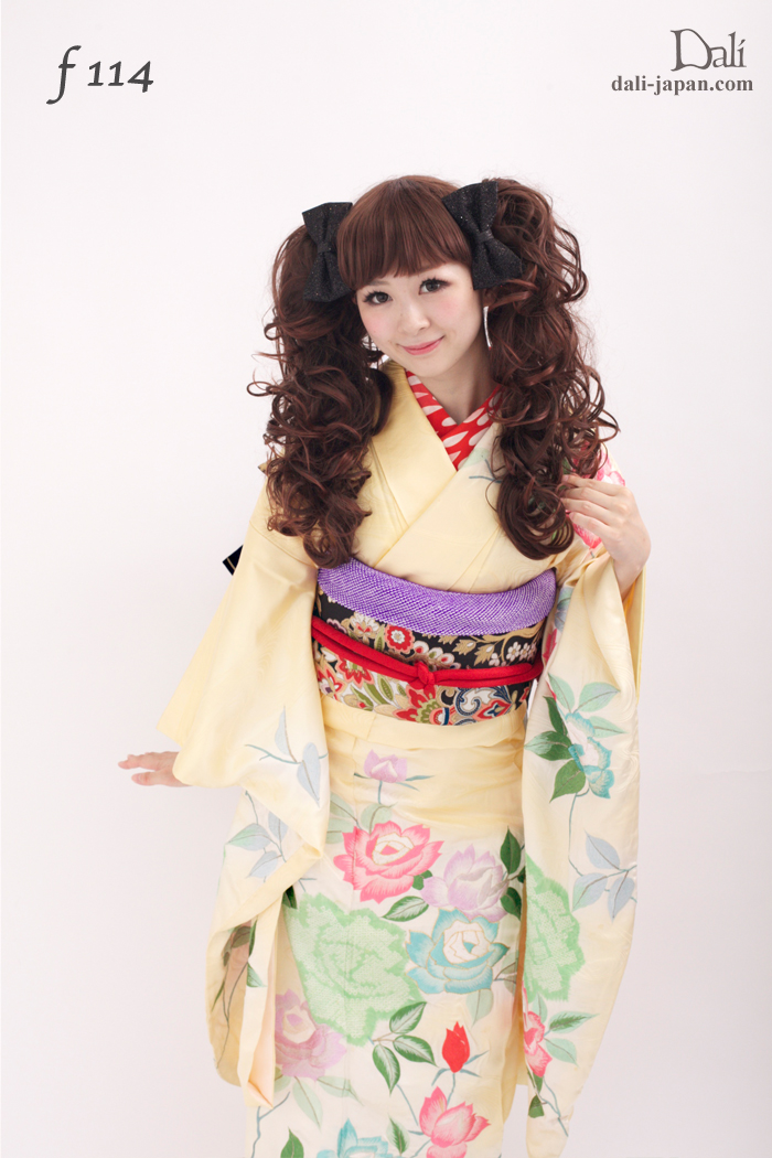 100872:ミミちゃん ロング ウイッグL ツインテール 髪飾り 振袖 成人式 アンティーク着物 