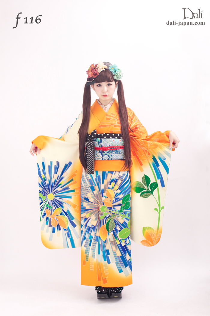 100903:ミミちゃん ロング ツインテール 髪飾り 振袖 成人式 アンティーク着物 